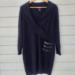 Black Body Con Sweater Dress with buckles size 2X